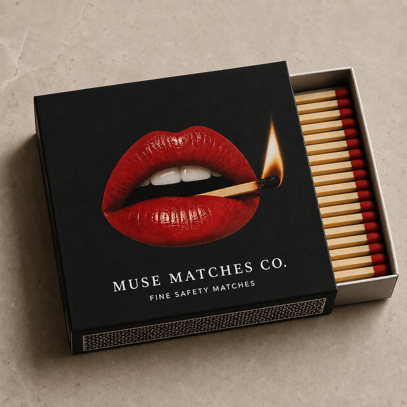 Open MUSE MATCHES box with red lips