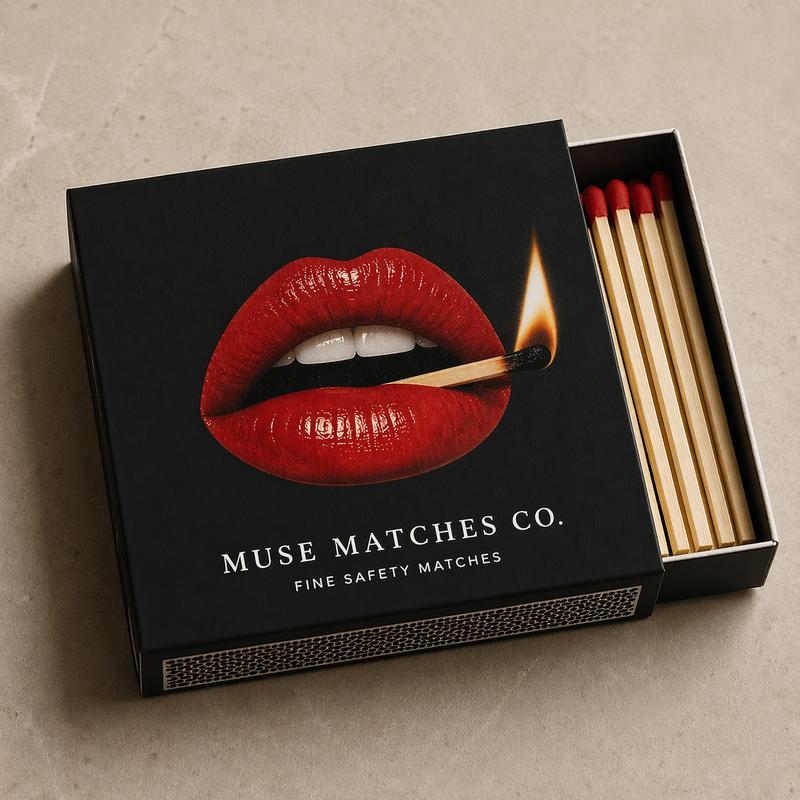 Open MUSE MATCHES box with red lips